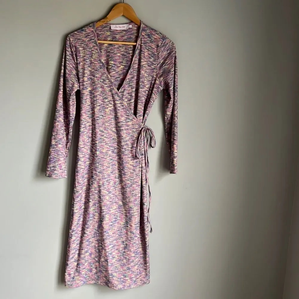 Lisa Says Gah Lucille Long Sleeve Wrap Midi Dress in Berry - Picture 2 of 13